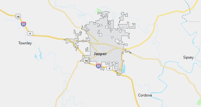 Map of Jasper, AL