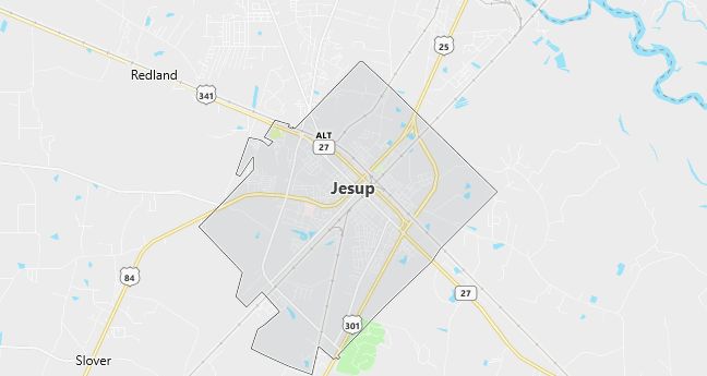 Map of Jesup, GA