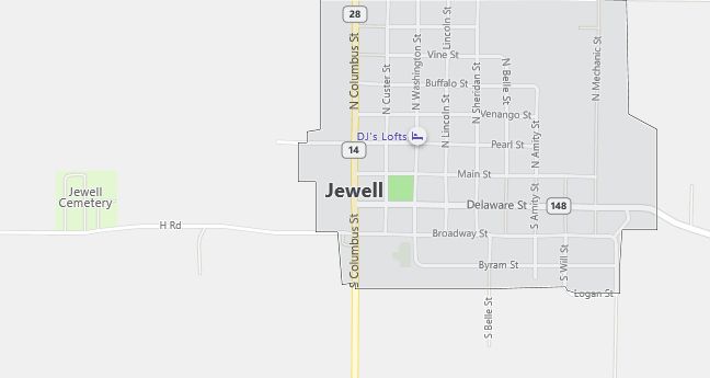 Map of Jewell, KS