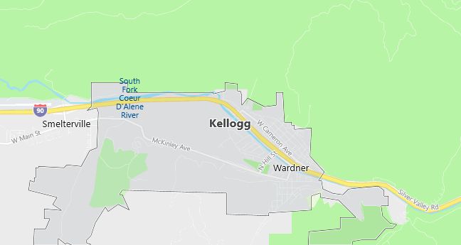 Map of Kellogg, ID