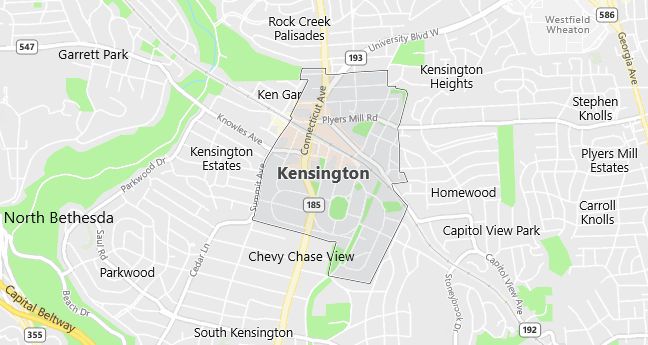 Map of Kensington, MD