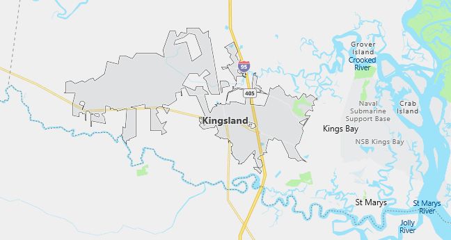 Map of Kingsland, GA