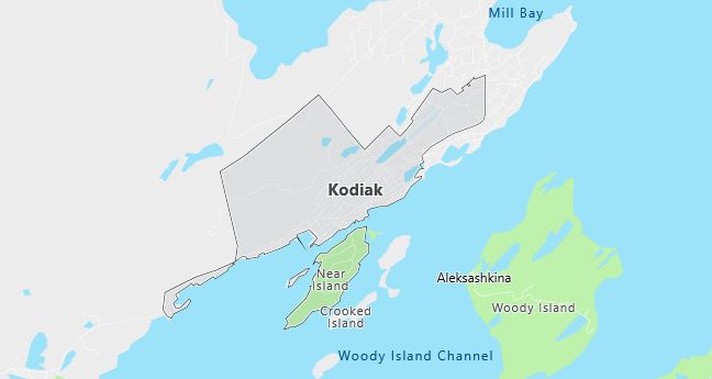 Map of Kodiak, AK