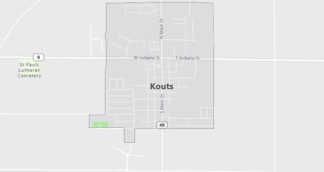 Map of Kouts, IN