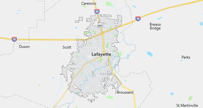 Map of Lafayette, LA