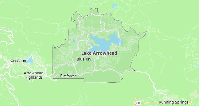 Map of Lake Arrowhead, CA