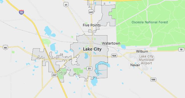 Map of Lake City, FL