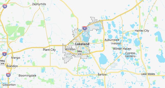 Map of Lakeland, FL