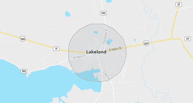 Map of Lakeland, GA