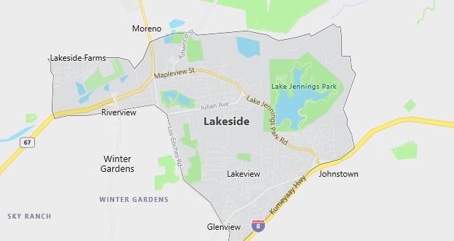 Map of Lakeside, CA