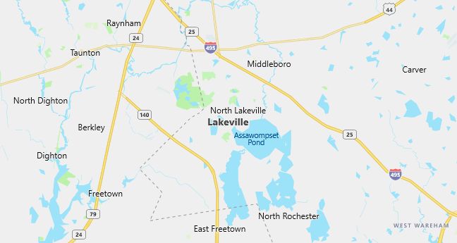 Map of Lakeville, MA