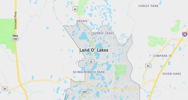 Map of Land O Lakes, FL