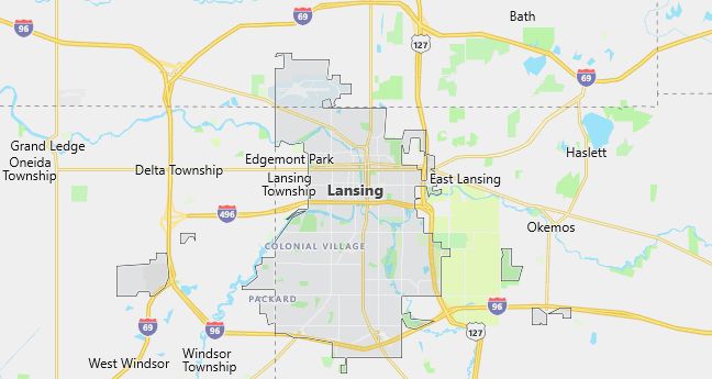 Map of Lansing, MI