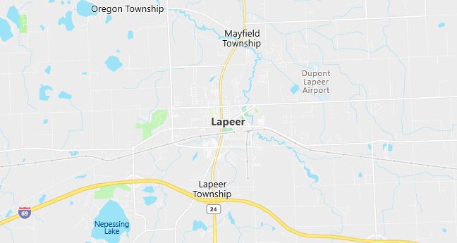 Map of Lapeer, MI