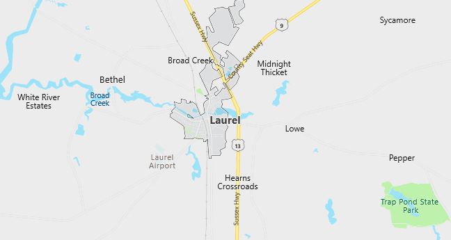 Map of Laurel, DE