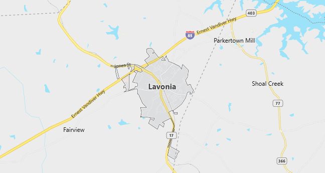 Map of Lavonia, GA