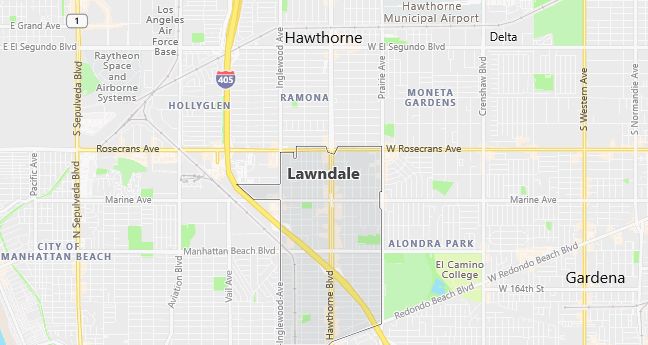 Map of Lawndale, CA