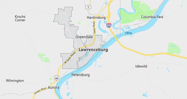 Map of Lawrenceburg, IN