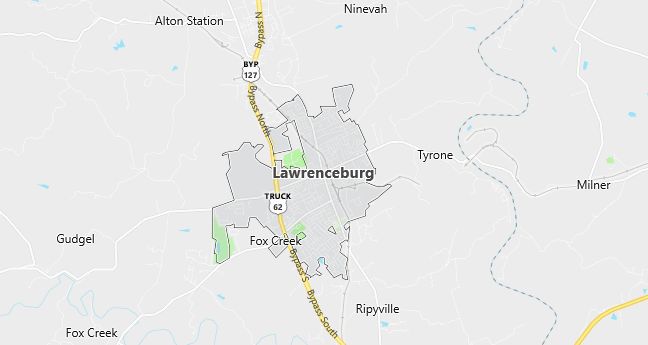 Map of Lawrenceburg, KY