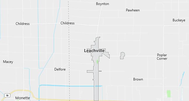 Map of Leachville, AR