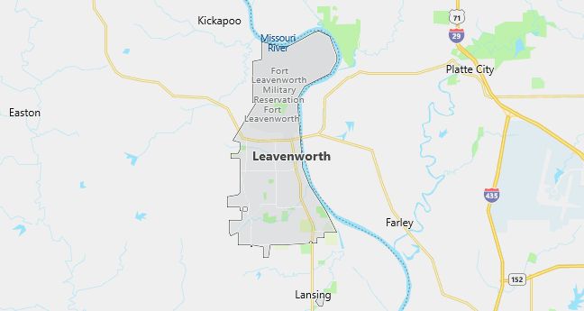 Map of Leavenworth, KS