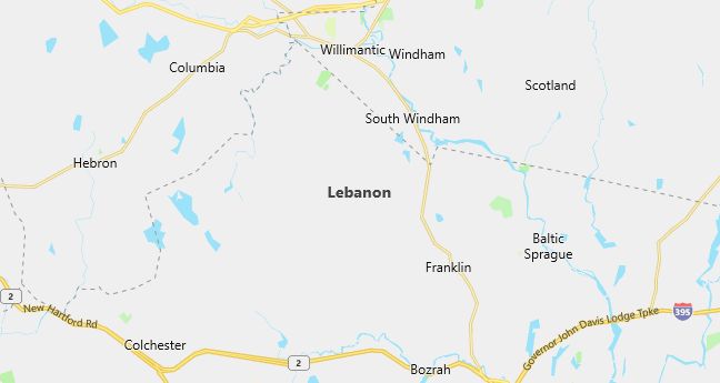 Map of Lebanon, CT