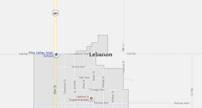 Map of Lebanon, KS