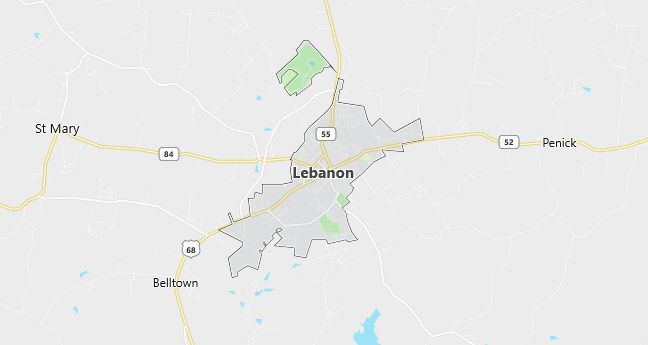 Map of Lebanon, KY