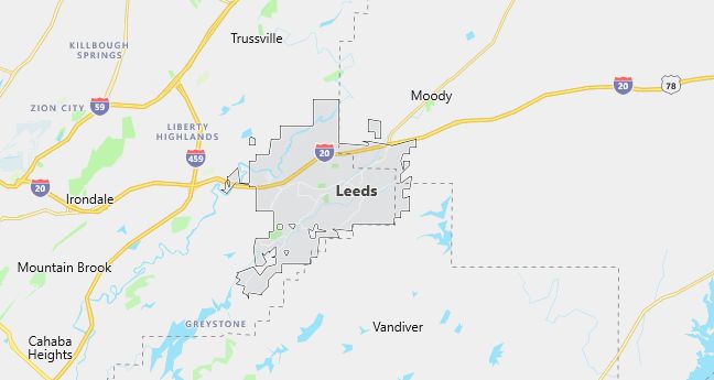 Map of Leeds, AL