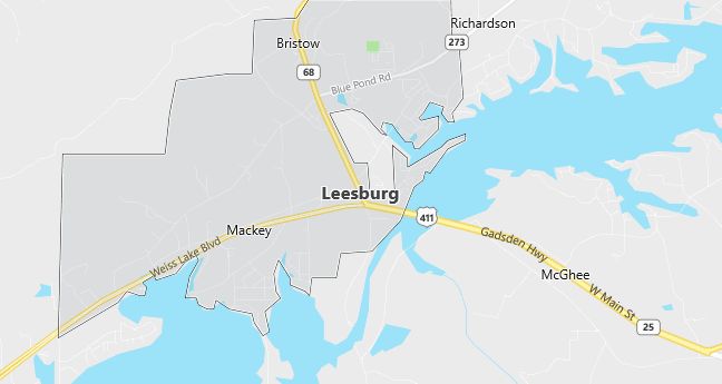 Map of Leesburg, AL