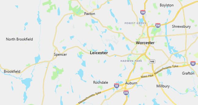 Map of Leicester, MA