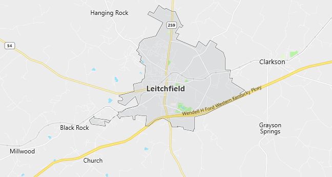 Map of Leitchfield, KY