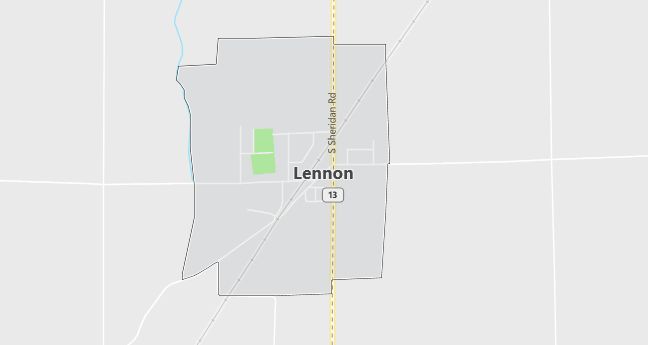 Map of Lennon, MI