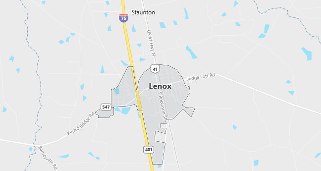 Map of Lenox, GA