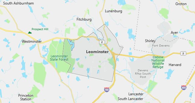 Map of Leominster, MA