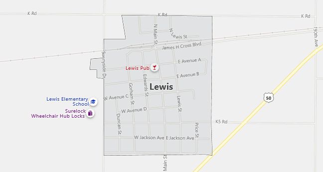 Map of Lewis, KS