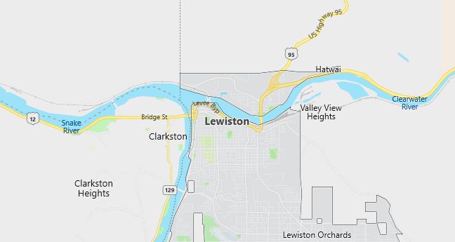 Map of Lewiston, ID