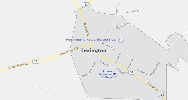 Map of Lexington, GA