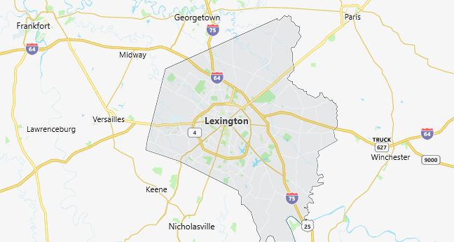 Map of Lexington, KY