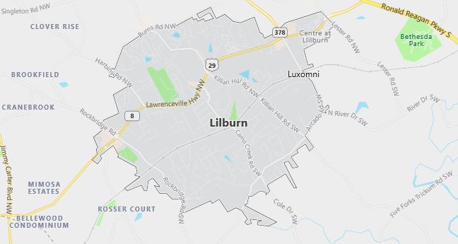 Map of Lilburn, GA