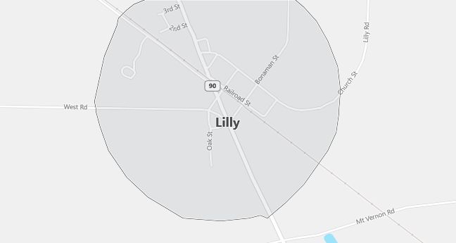 Map of Lilly, GA