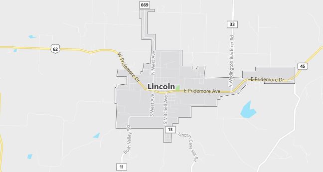 Map of Lincoln, AR