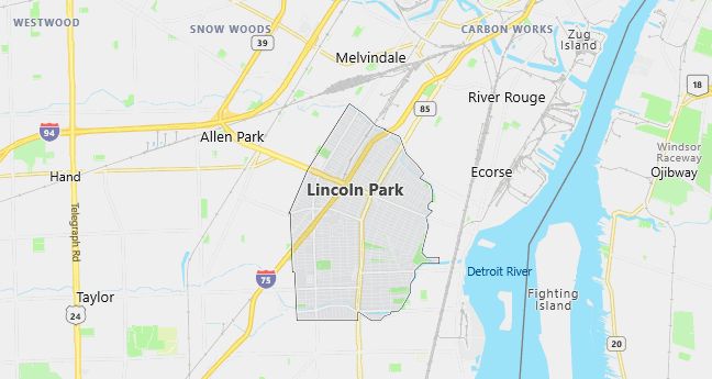 Map of Lincoln Park, MI