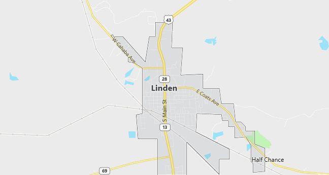 Map of Linden, AL