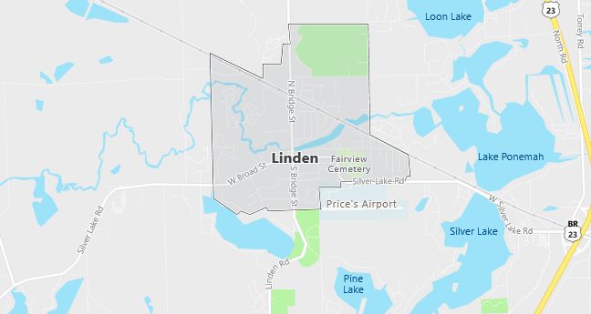 Map of Linden, MI