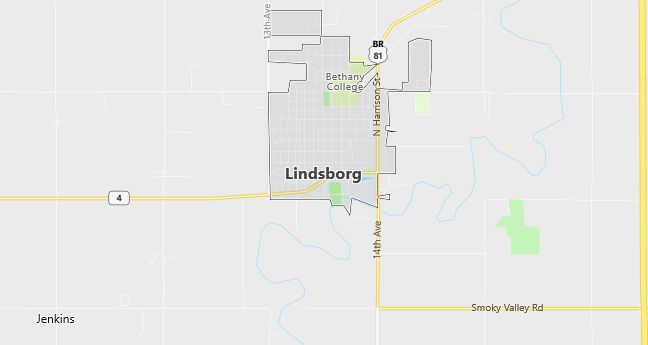 Map of Lindsborg, KS