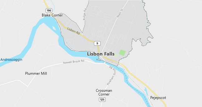 Map of Lisbon Falls, ME