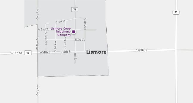 Map of Lismore, MN