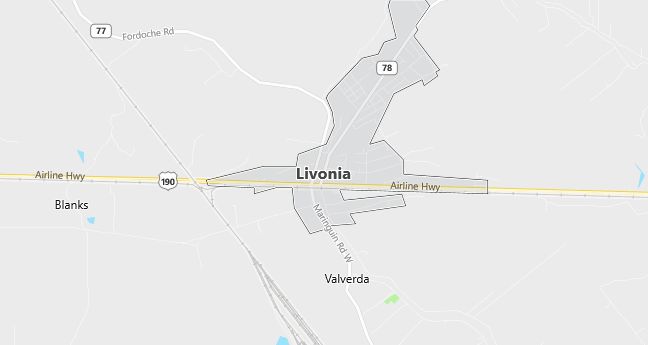 Map of Livonia, LA