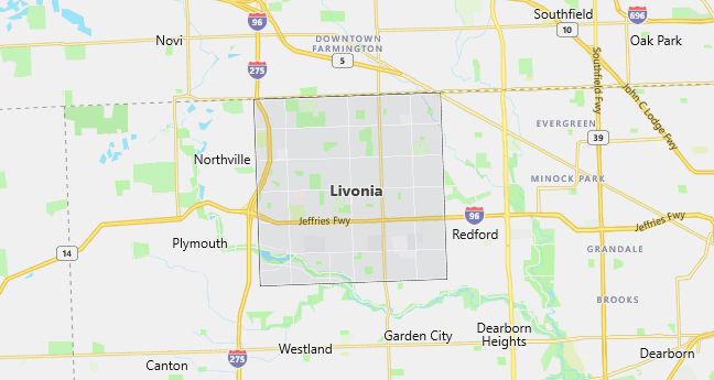 Map of Livonia, MI